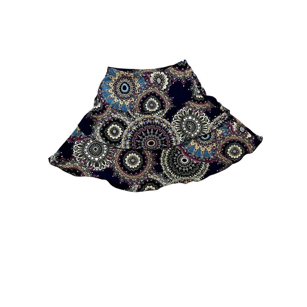 TOP LIGNE Women's Tiered Mandala Print Skort Skirt Blue Size Extra Small